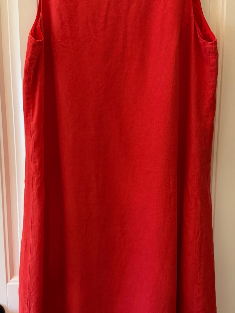 Eileen Fisher Deep Coral Irish Linen Sleeveless Dress XL